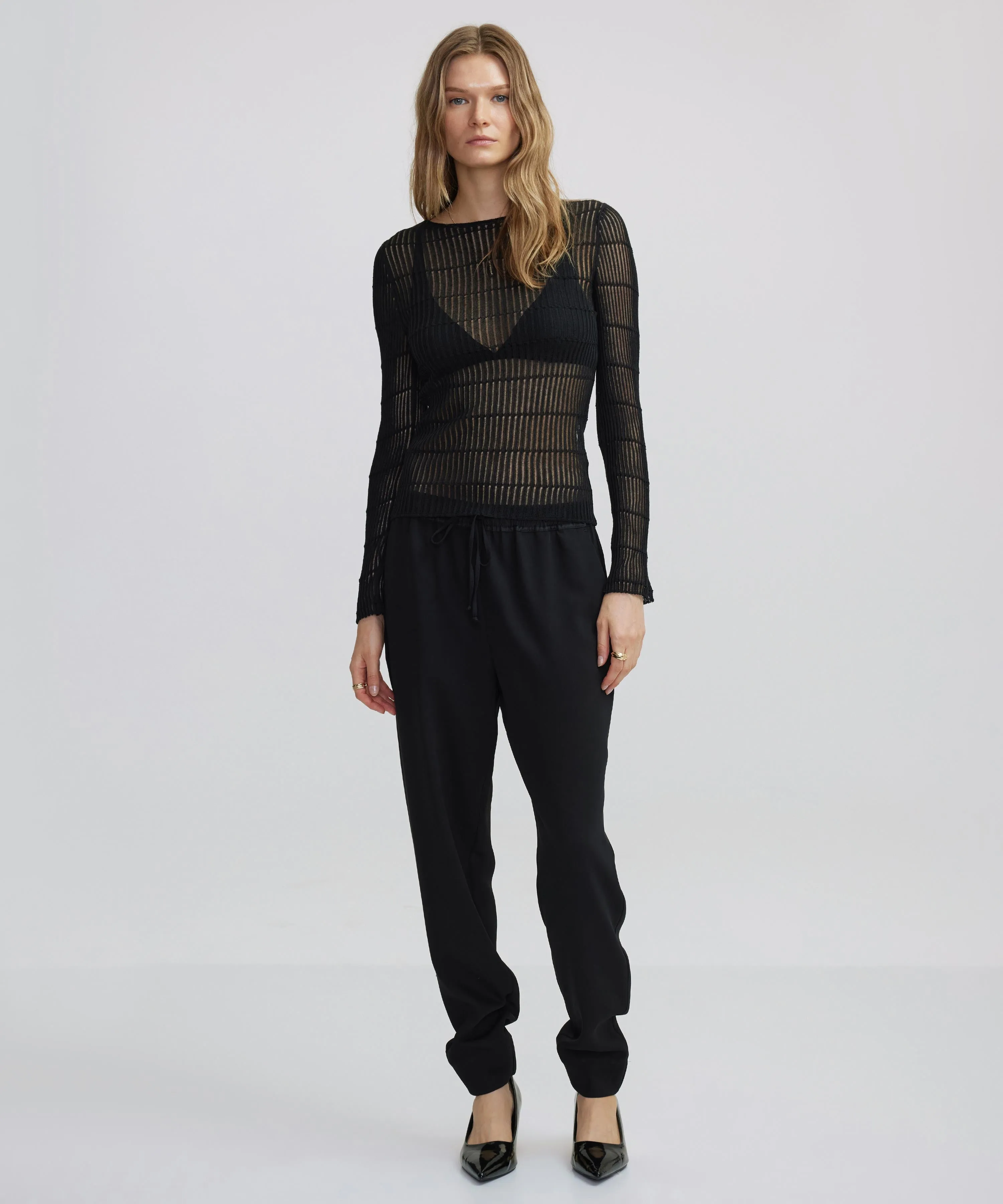 Ipekyol Textured Transparent Knitwear Black