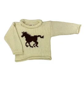 Ivory Horse Roll Neck Sweater