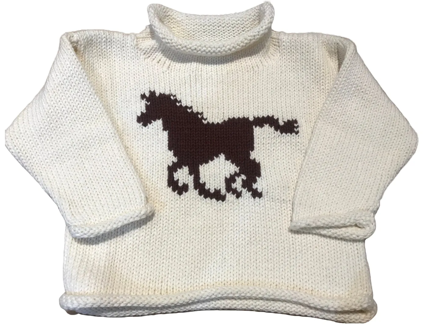 Ivory Horse Roll Neck Sweater