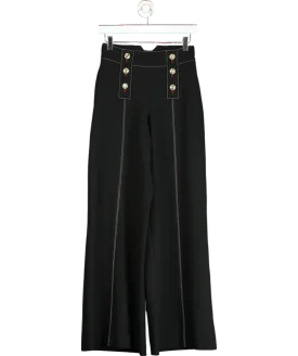 Karen Millen Black Compact Stretch Tailored Flared High Waisted Pants UK 6