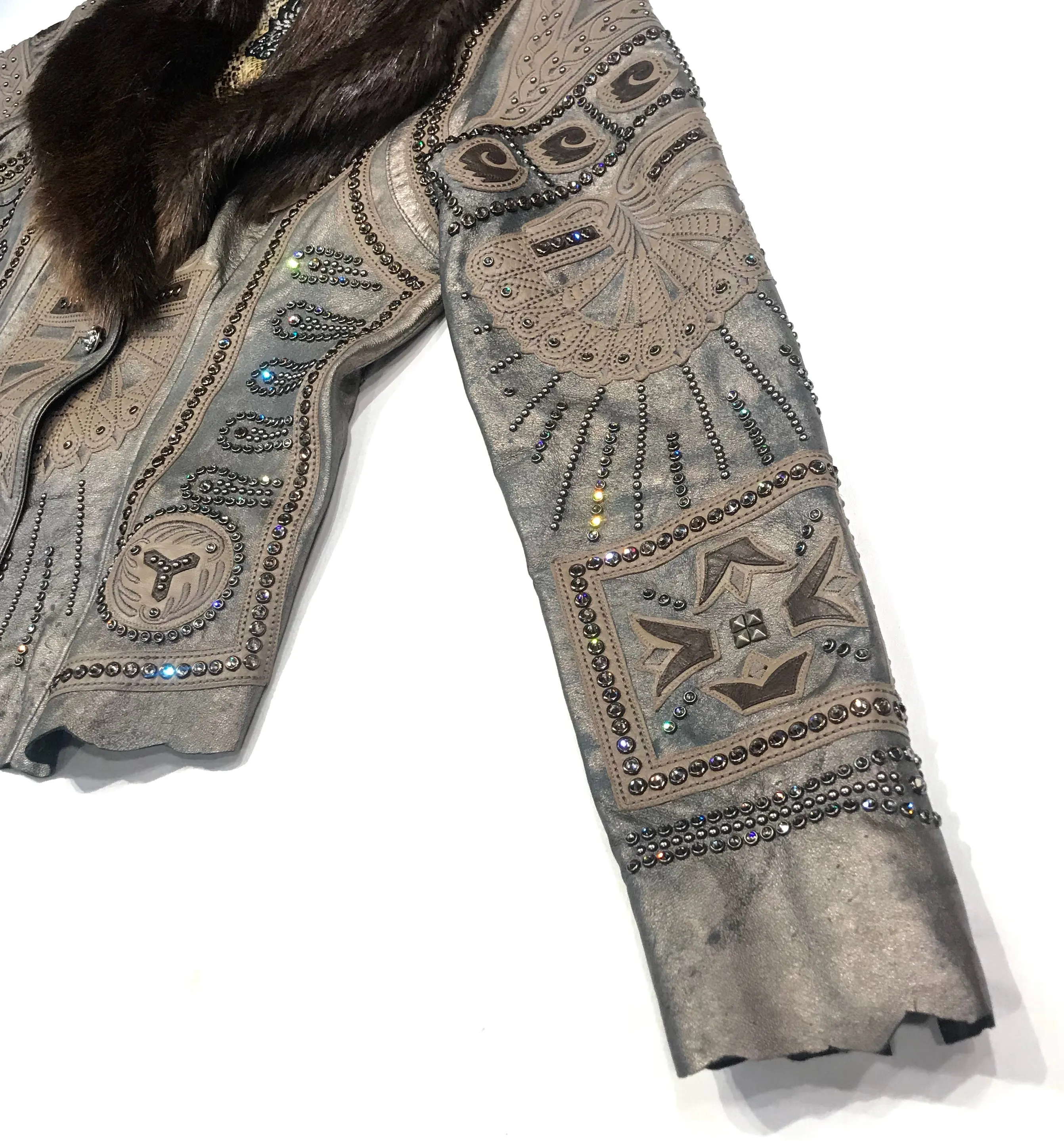 Kashani Mink Aztec Swarovski Crystal Jacket