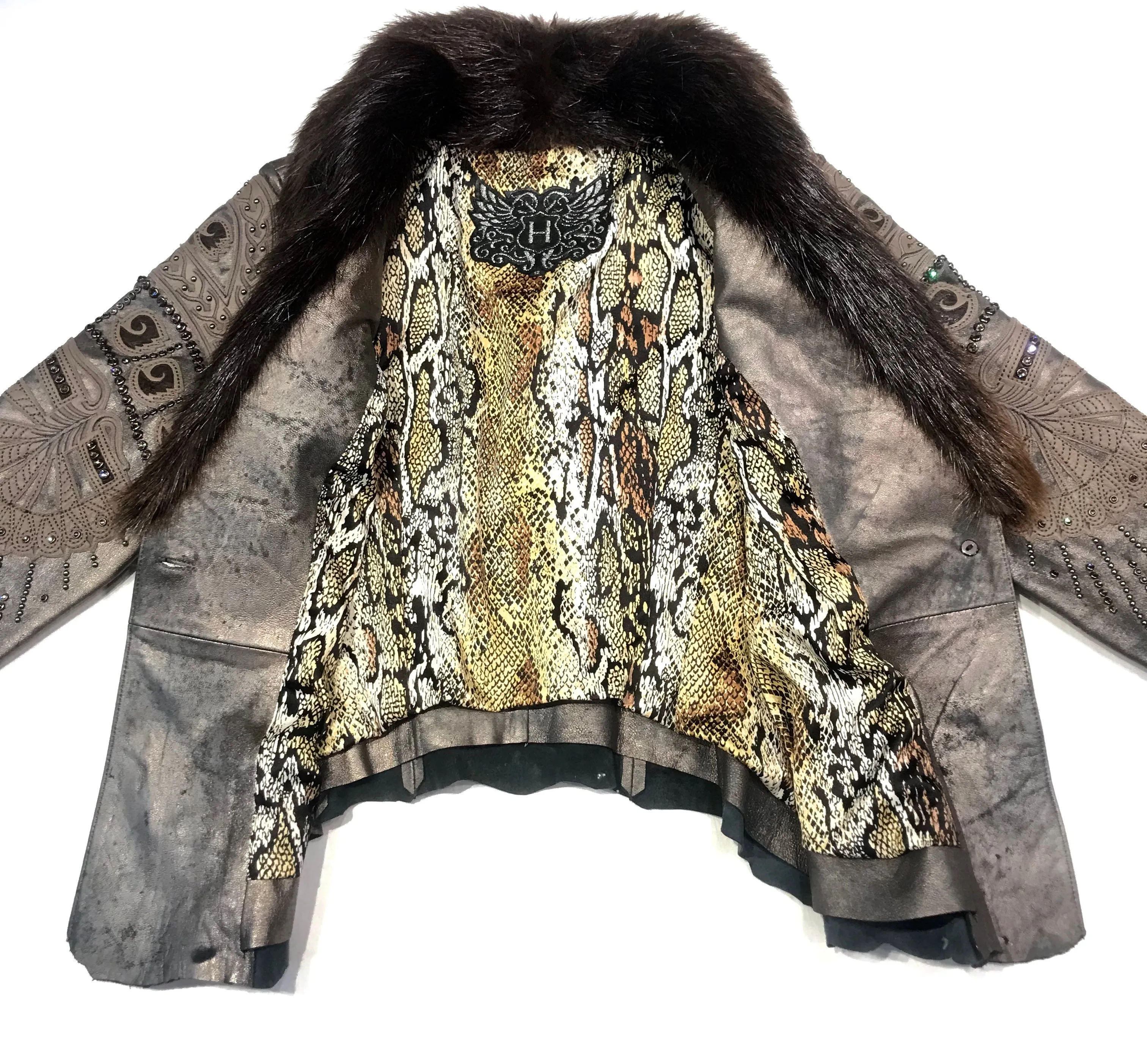 Kashani Mink Aztec Swarovski Crystal Jacket