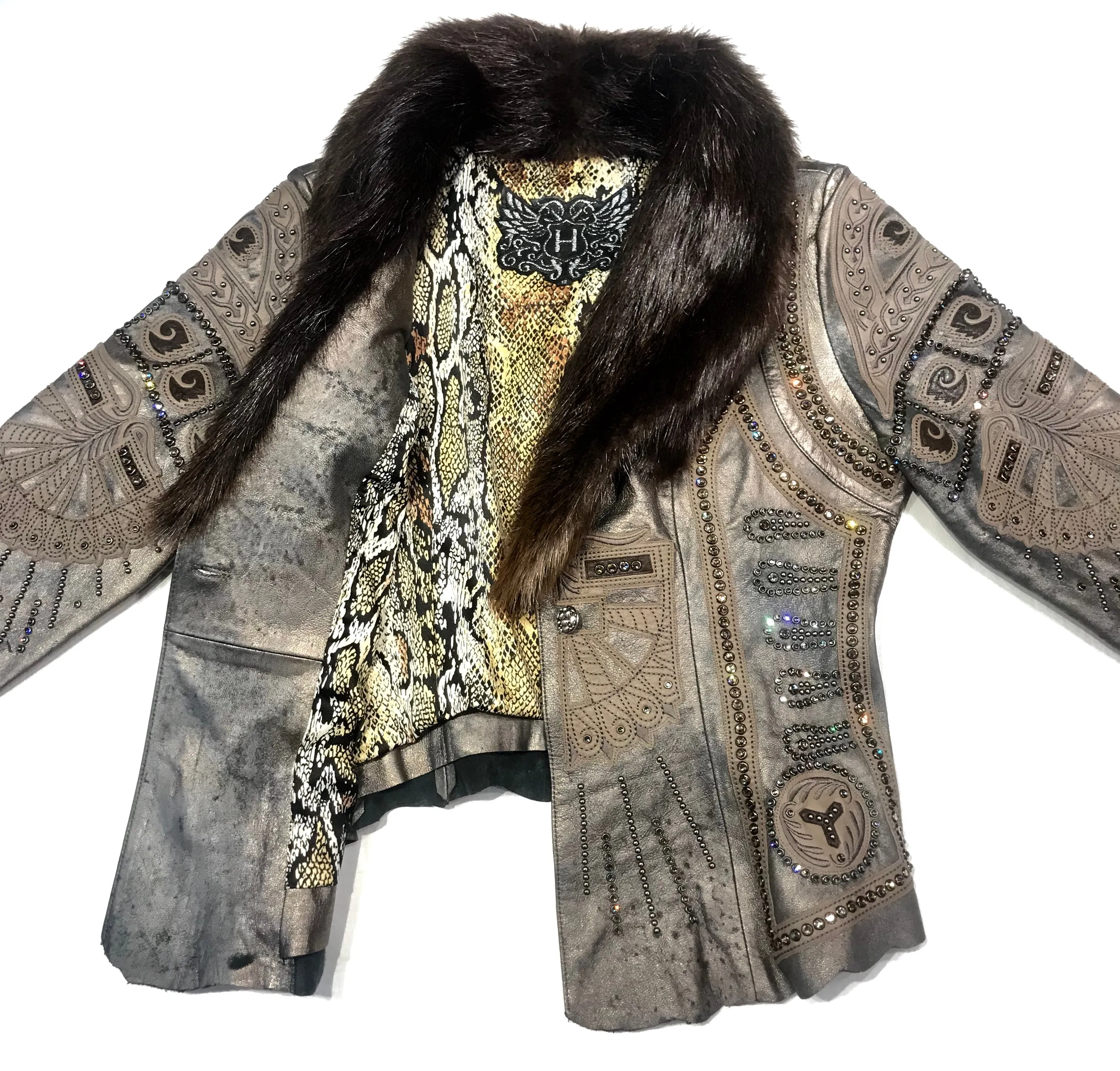 Kashani Mink Aztec Swarovski Crystal Jacket