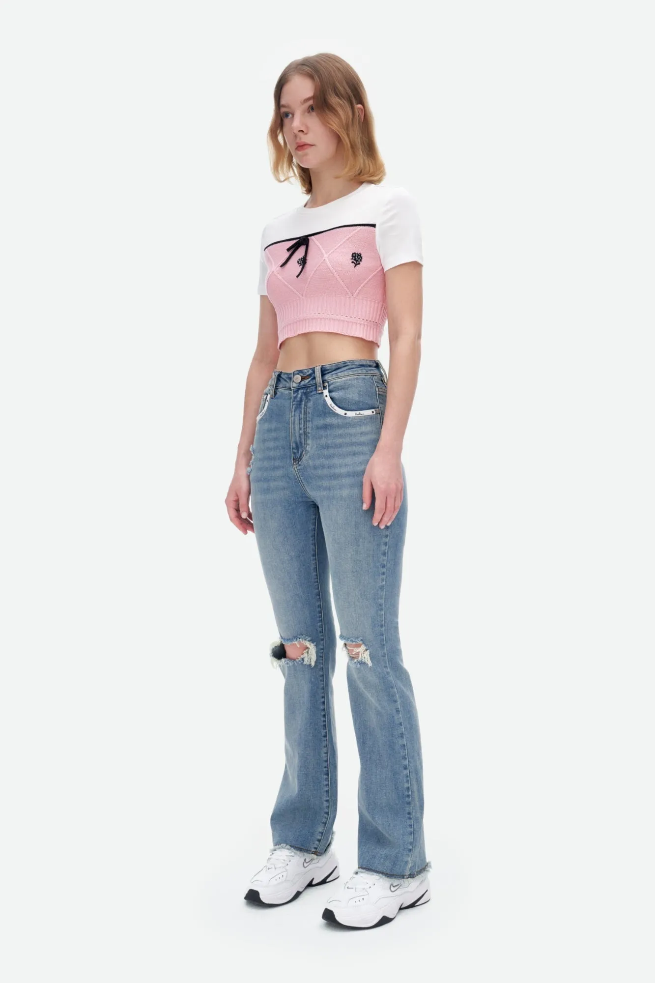 Knitwear in Pink And White