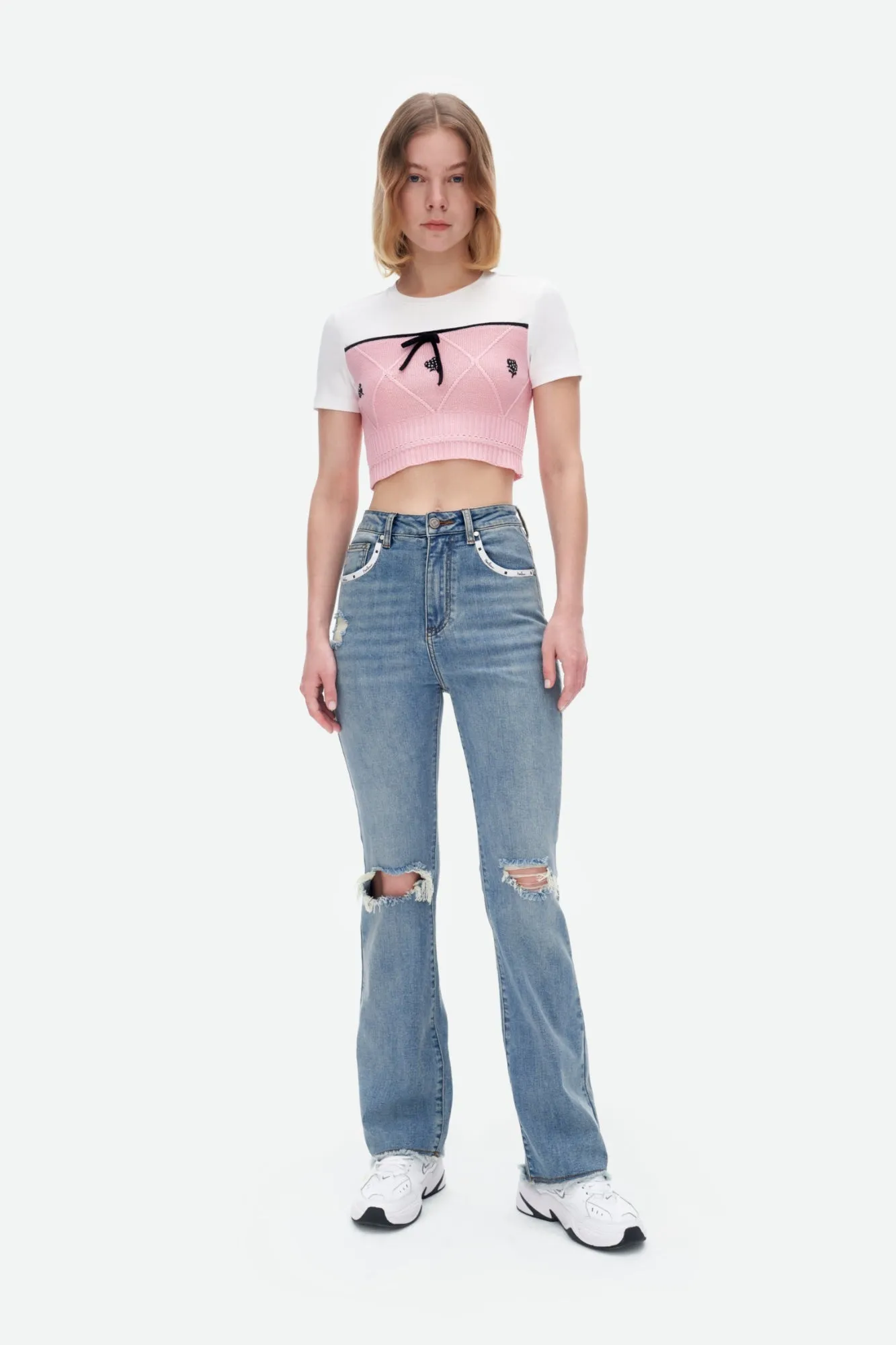 Knitwear in Pink And White