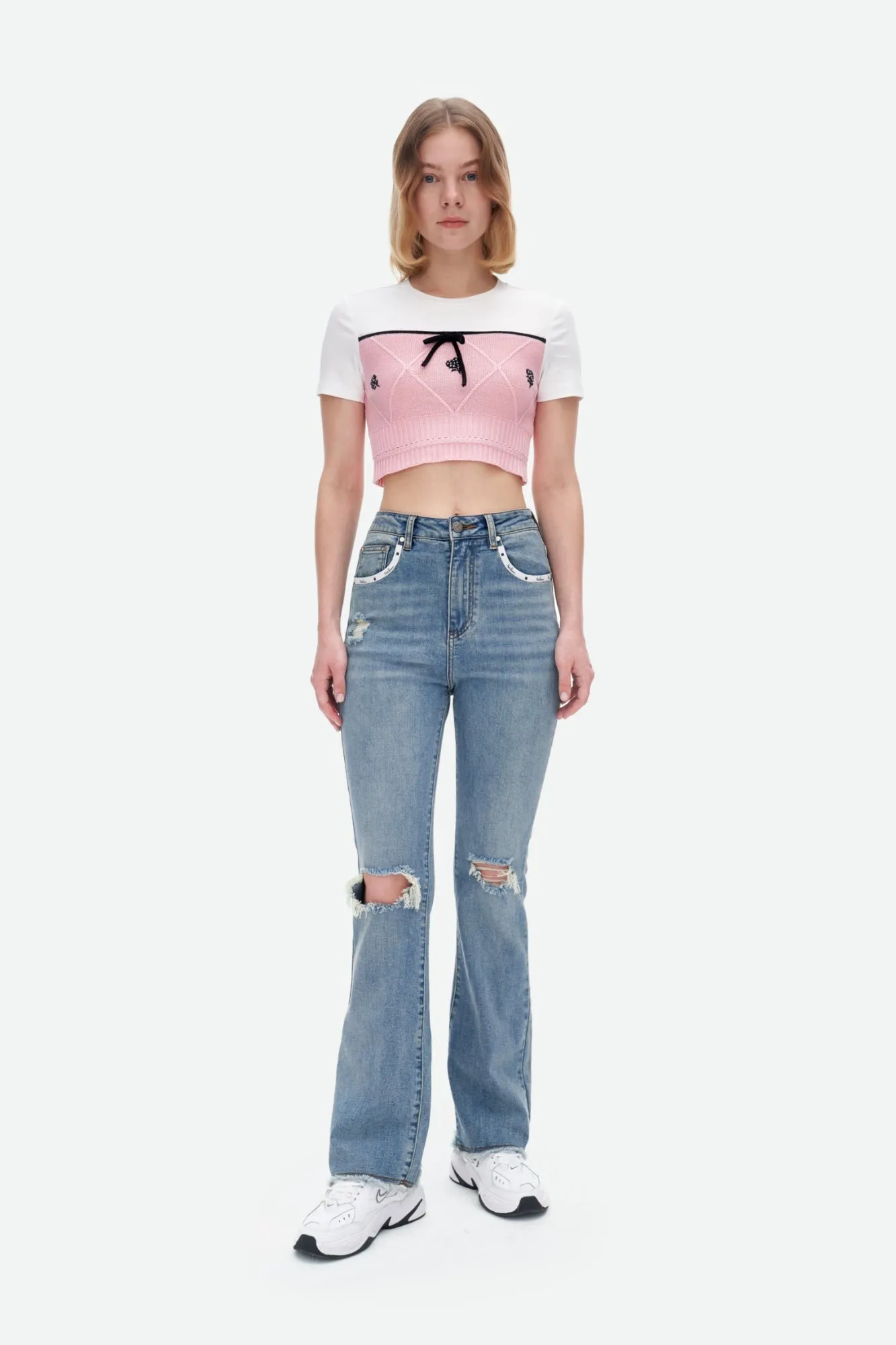 Knitwear in Pink And White