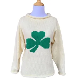 Ladies Ivory Single Shamrock Sweater