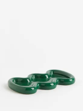 Large stoneware tray in green