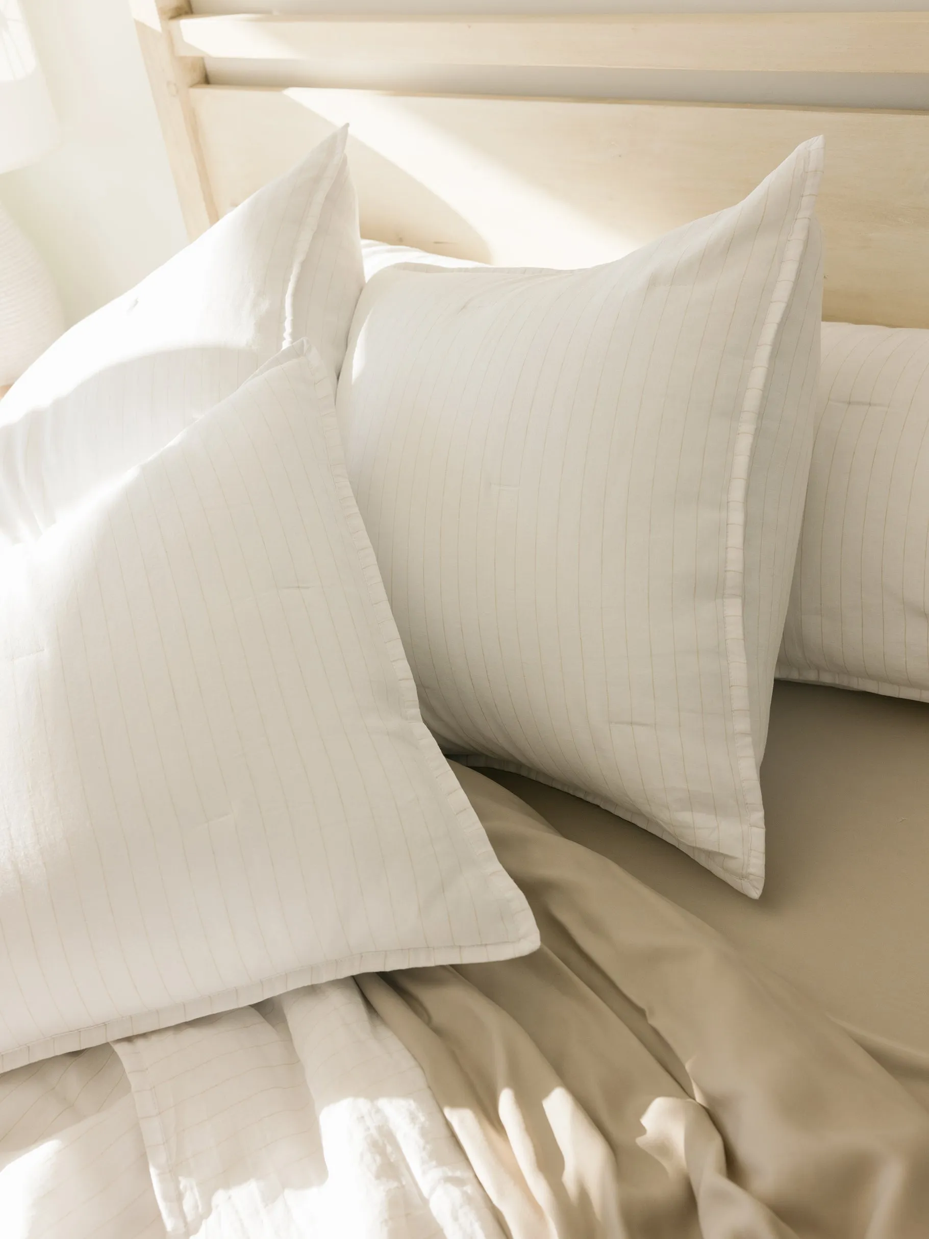 Linen Pencil Stripe Quilted Shams