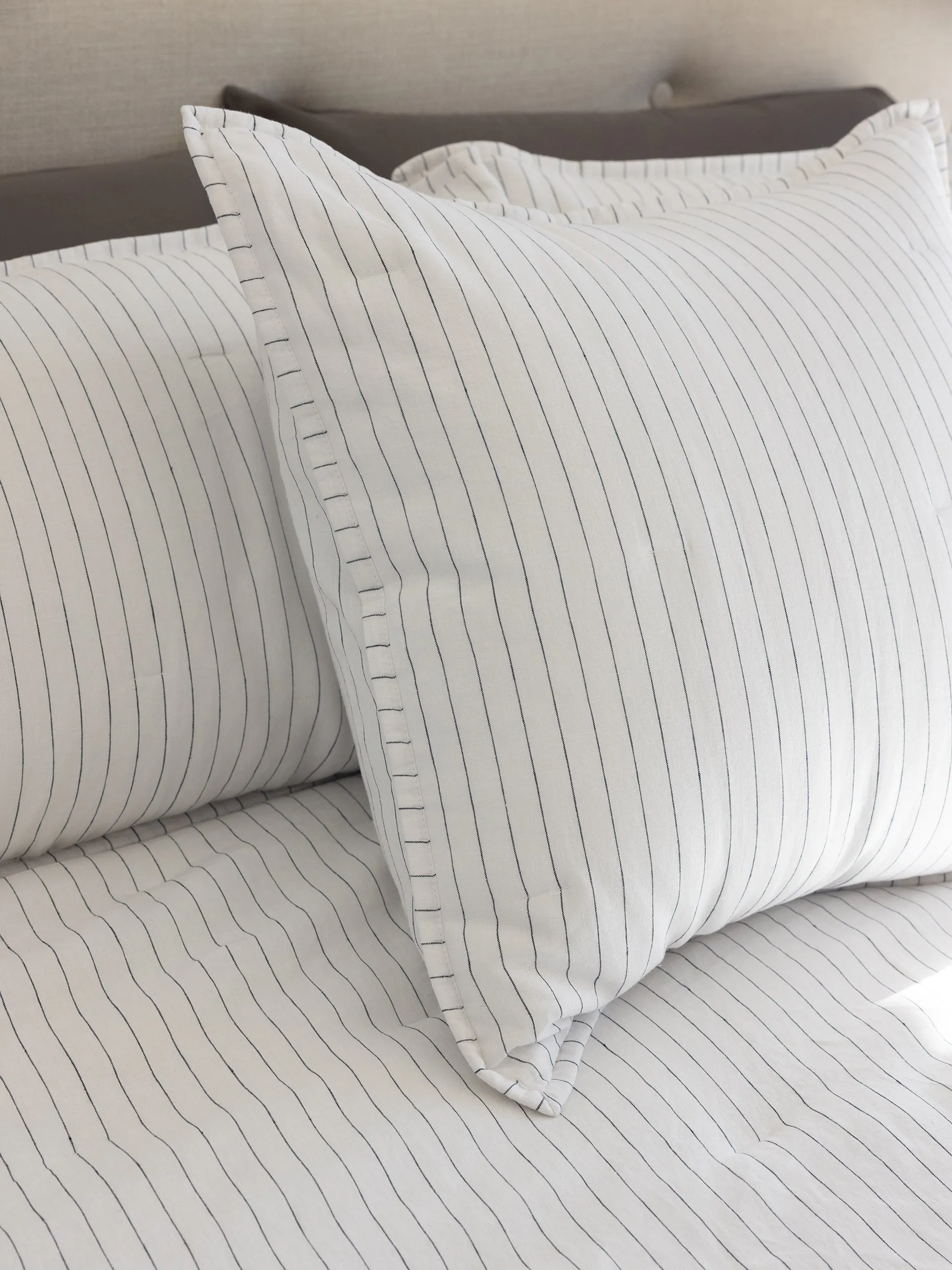 Linen Pencil Stripe Quilted Shams