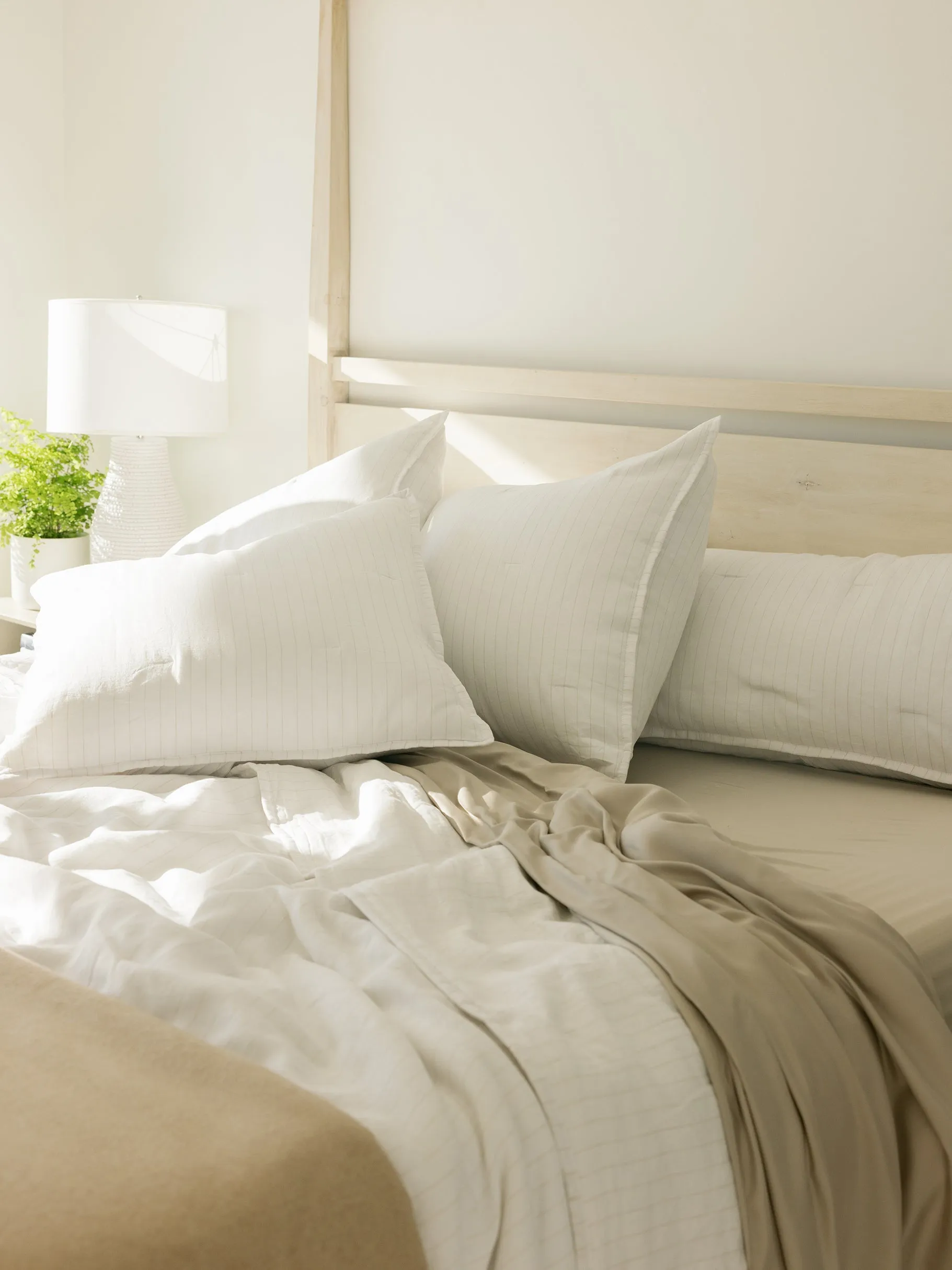 Linen Pencil Stripe Quilted Shams