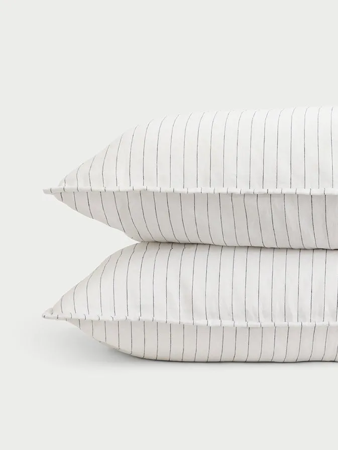 Linen Pencil Stripe Quilted Shams