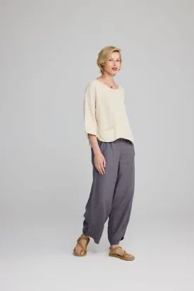 Luukaa Linen Trouser with Slit Anthracite