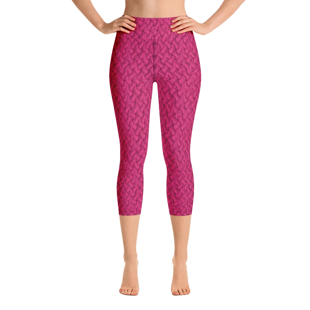 Magenta Lattice Knit Capri Yoga Pants