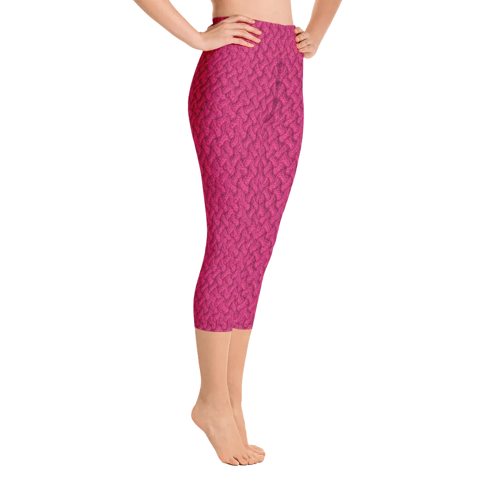 Magenta Lattice Knit Capri Yoga Pants