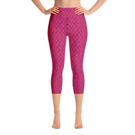 Magenta Lattice Knit Capri Yoga Pants