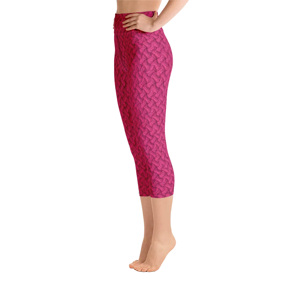 Magenta Lattice Knit Capri Yoga Pants