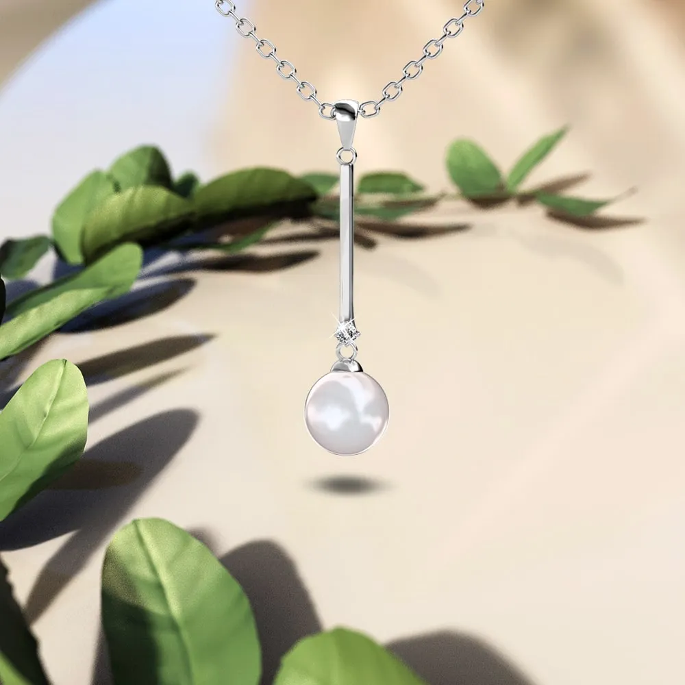 Magnificent Pearl Drop Necklace Embellished With SWAROVSKI Crystals