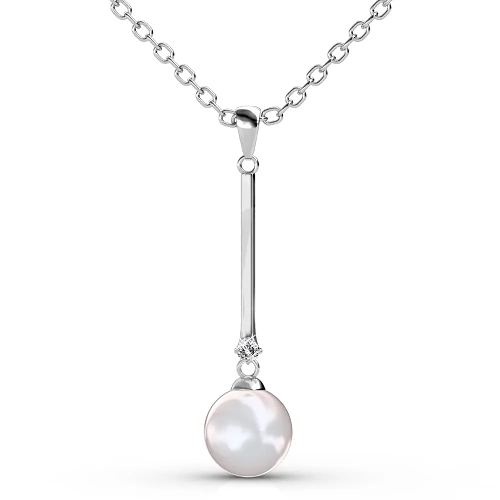Magnificent Pearl Drop Necklace Embellished With SWAROVSKI Crystals
