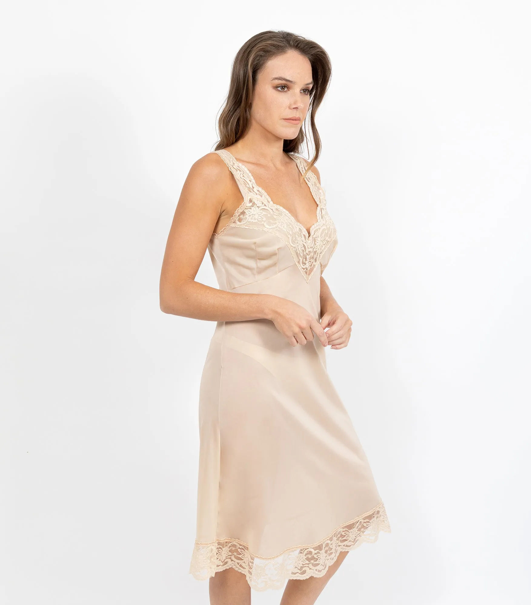 Matt Tricot Full Slip Built up Shoulders - Skin
