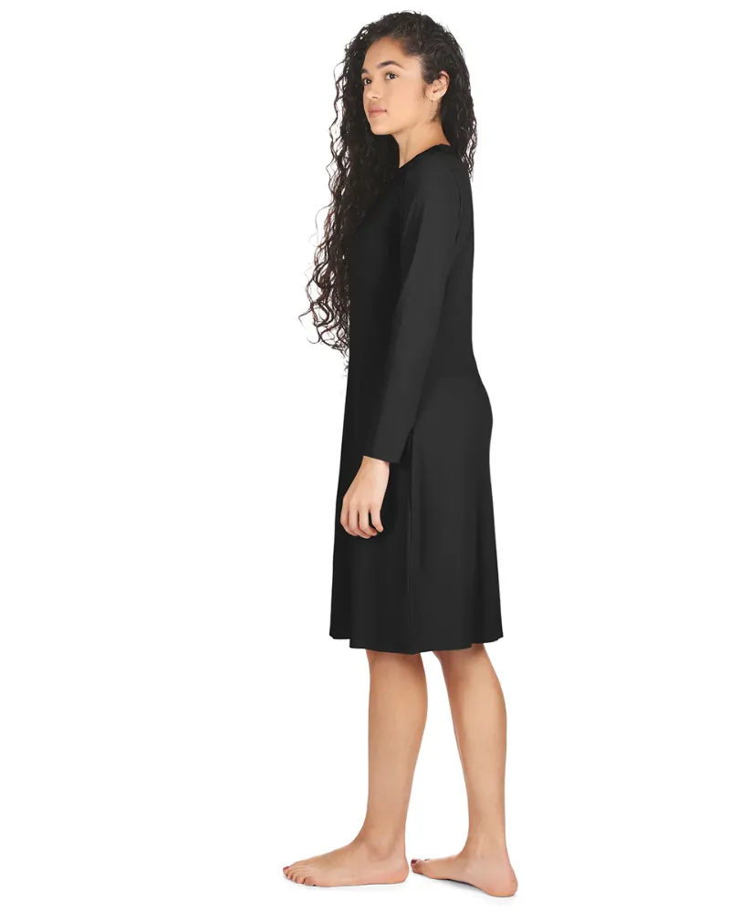 Me Moi Black Bonded Long Sleeve Shell Dress 42"