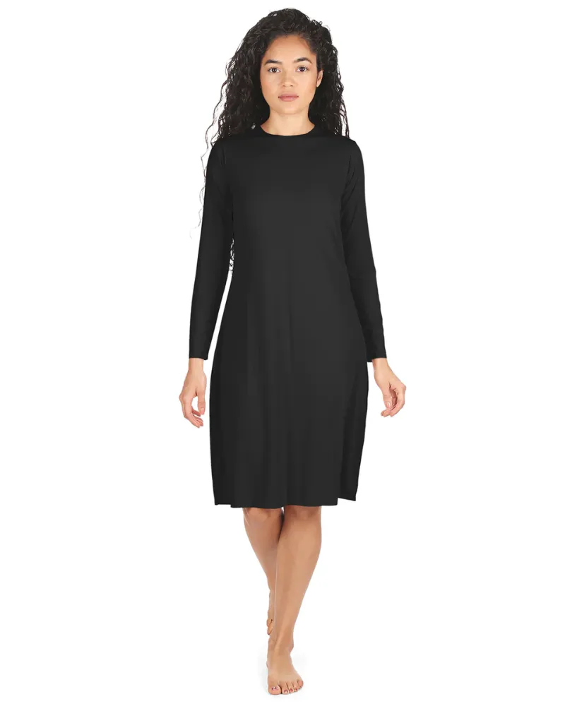 Me Moi Black Bonded Long Sleeve Shell Dress 42"
