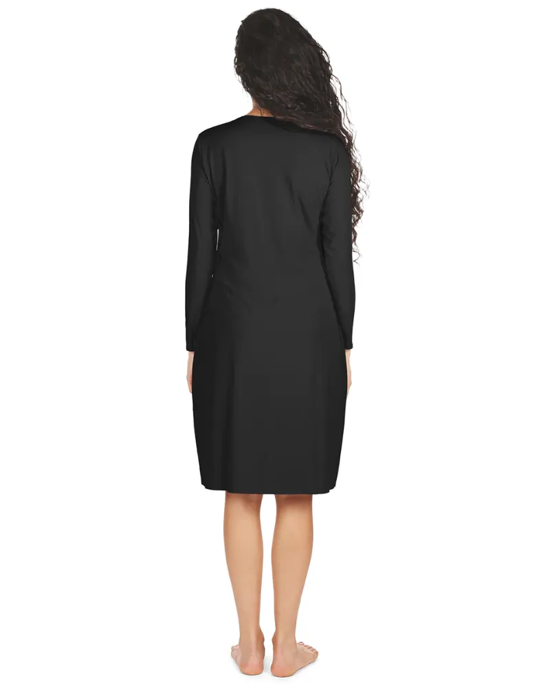 Me Moi Black Bonded Long Sleeve Shell Dress 42"