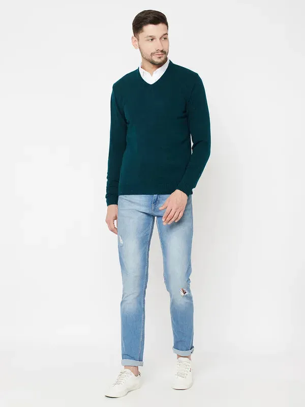 Men Teal Sweaters