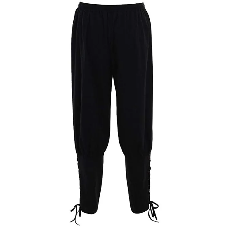Mens Black Lace-up Leg Pants