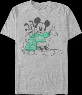 Mickey Mouse & Pluto Christmas Sweaters Disney T-Shirt