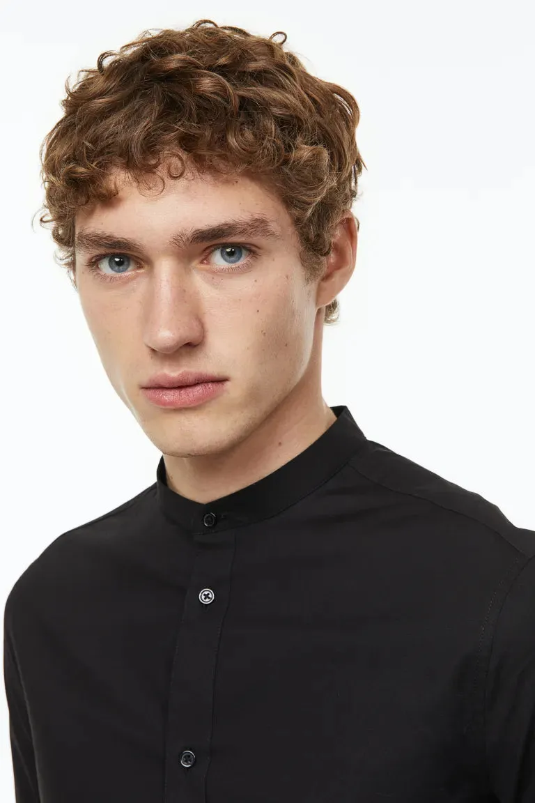 Muscle Fit Stand Up Shirt H&M, black