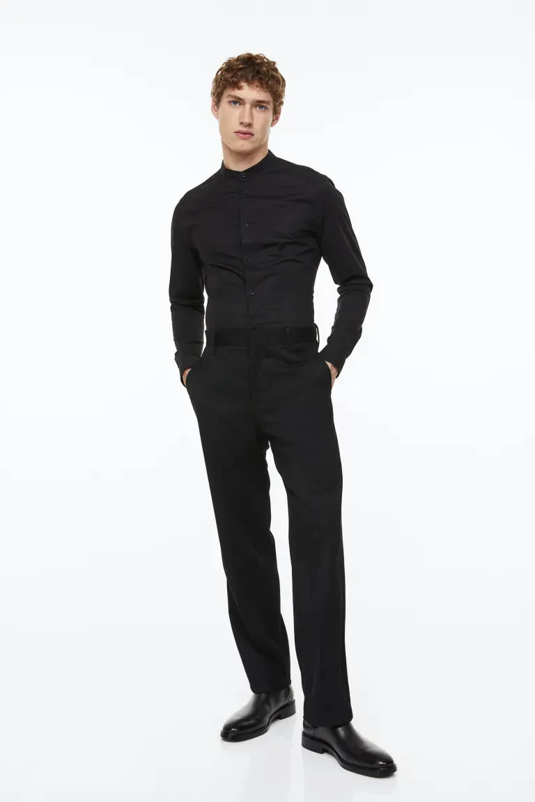 Muscle Fit Stand Up Shirt H&M, black
