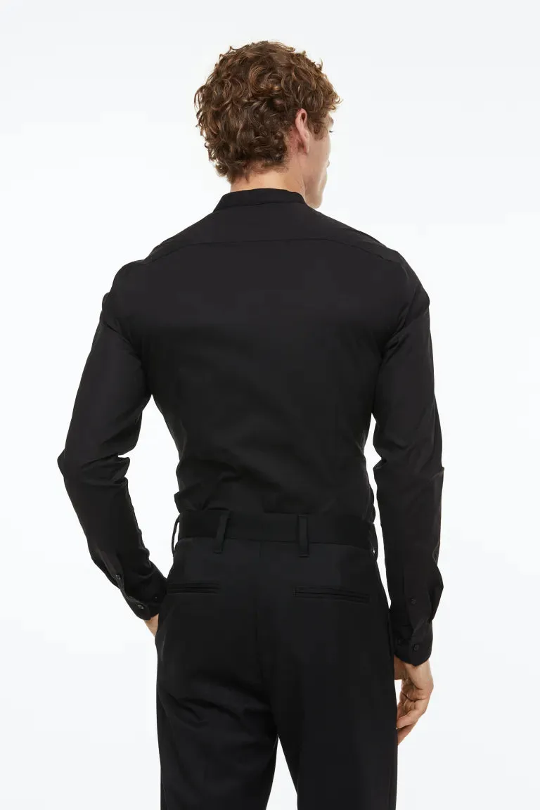Muscle Fit Stand Up Shirt H&M, black