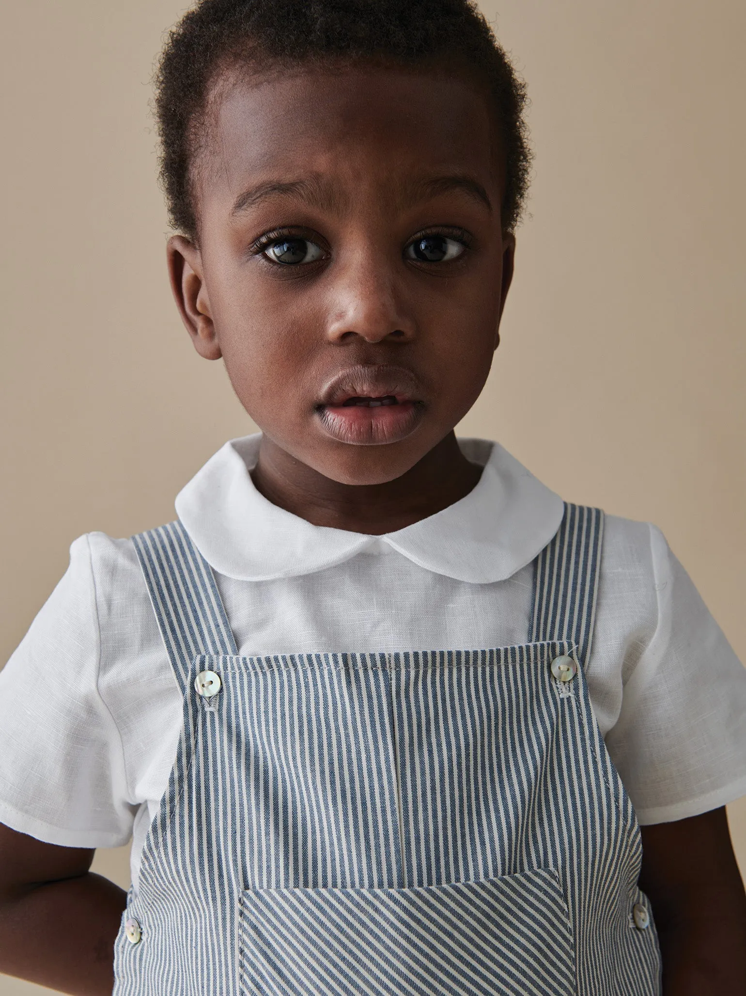 Navy Stripe Coroza Baby Overalls