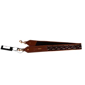 NEW $425 VERSACE RUNWAY Cognac Nylon Leather LOGO LA GRECA Embroidered BAG STRAP