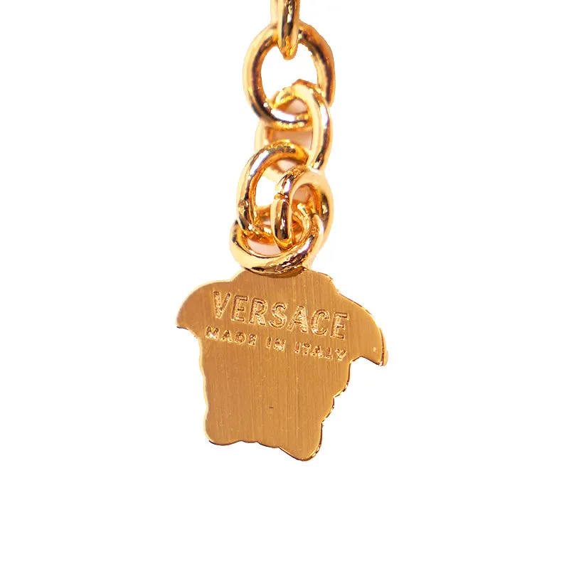 NEW $425 VERSACE TRIBUTE Gold Tone MEDUSA SAFETY PIN Charm Double Link BRACELET