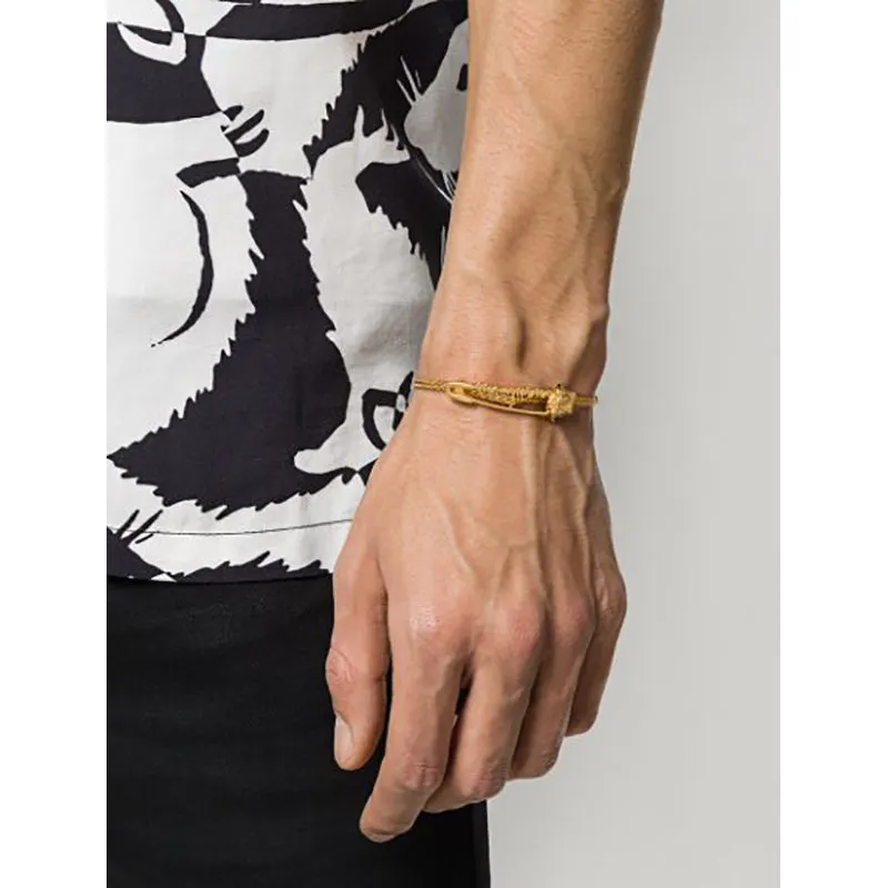 NEW $425 VERSACE TRIBUTE Gold Tone MEDUSA SAFETY PIN Charm Double Link BRACELET