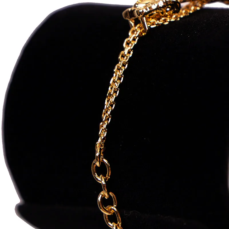 NEW $425 VERSACE TRIBUTE Gold Tone MEDUSA SAFETY PIN Charm Double Link BRACELET