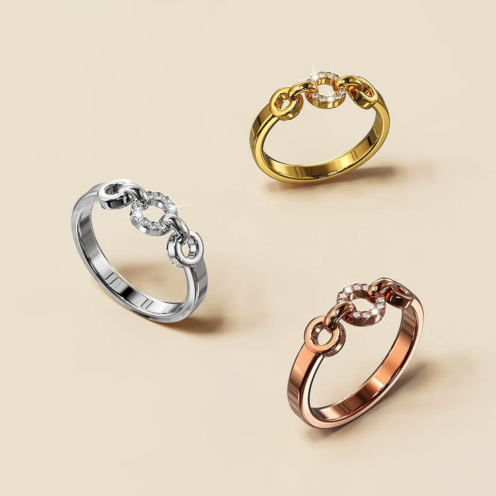 Orbit of Trinity Ring Embellished with SWAROVSKI Crystals in Rose Gold