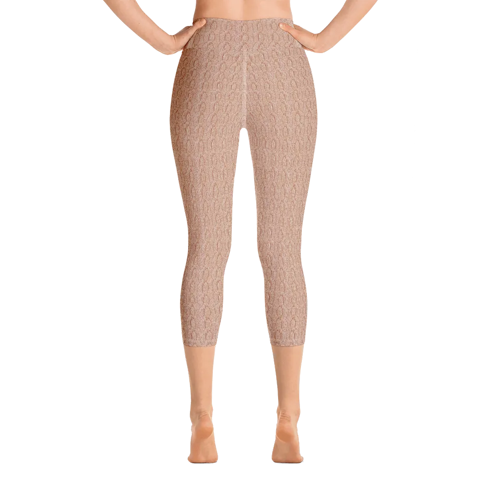 Peach Cable Knit Capri Yoga Pants