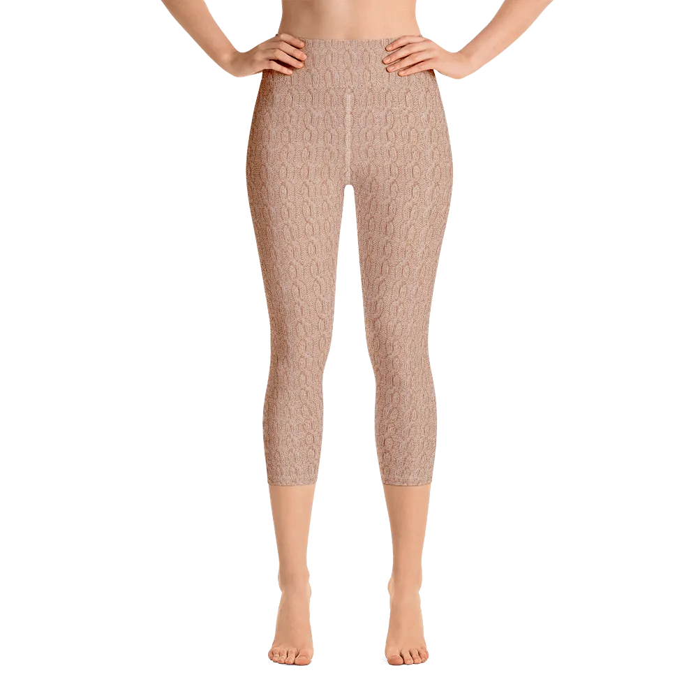 Peach Cable Knit Capri Yoga Pants