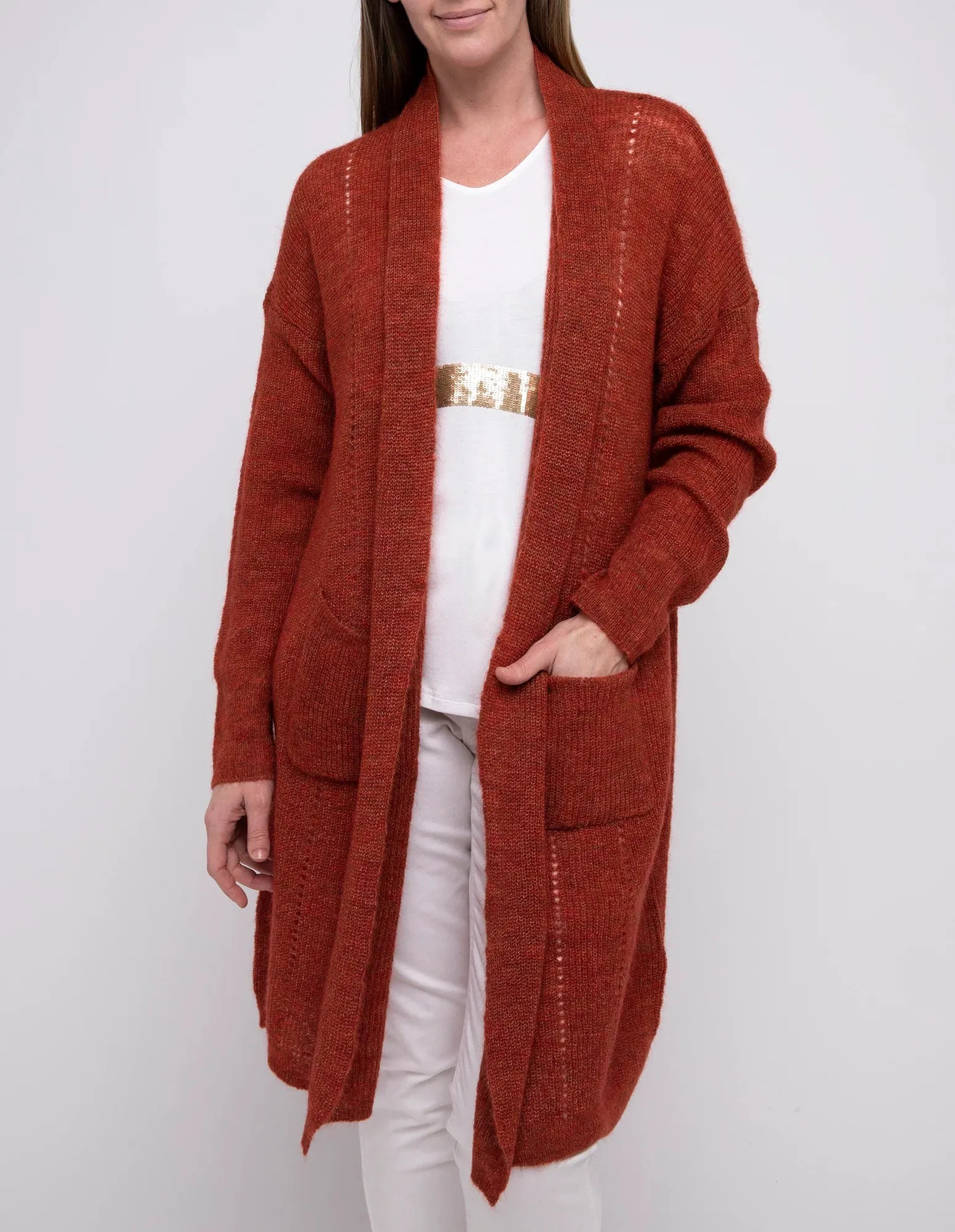 Ping Pong Pointelle Cardigan Currant | PP545047