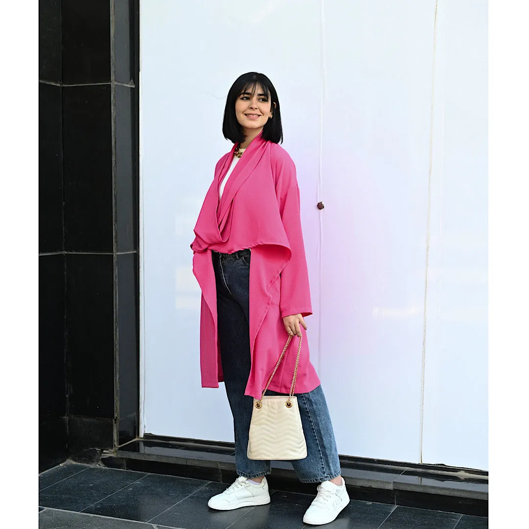 Pink front drape blouse