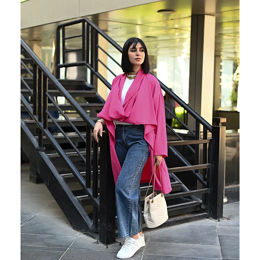 Pink front drape blouse