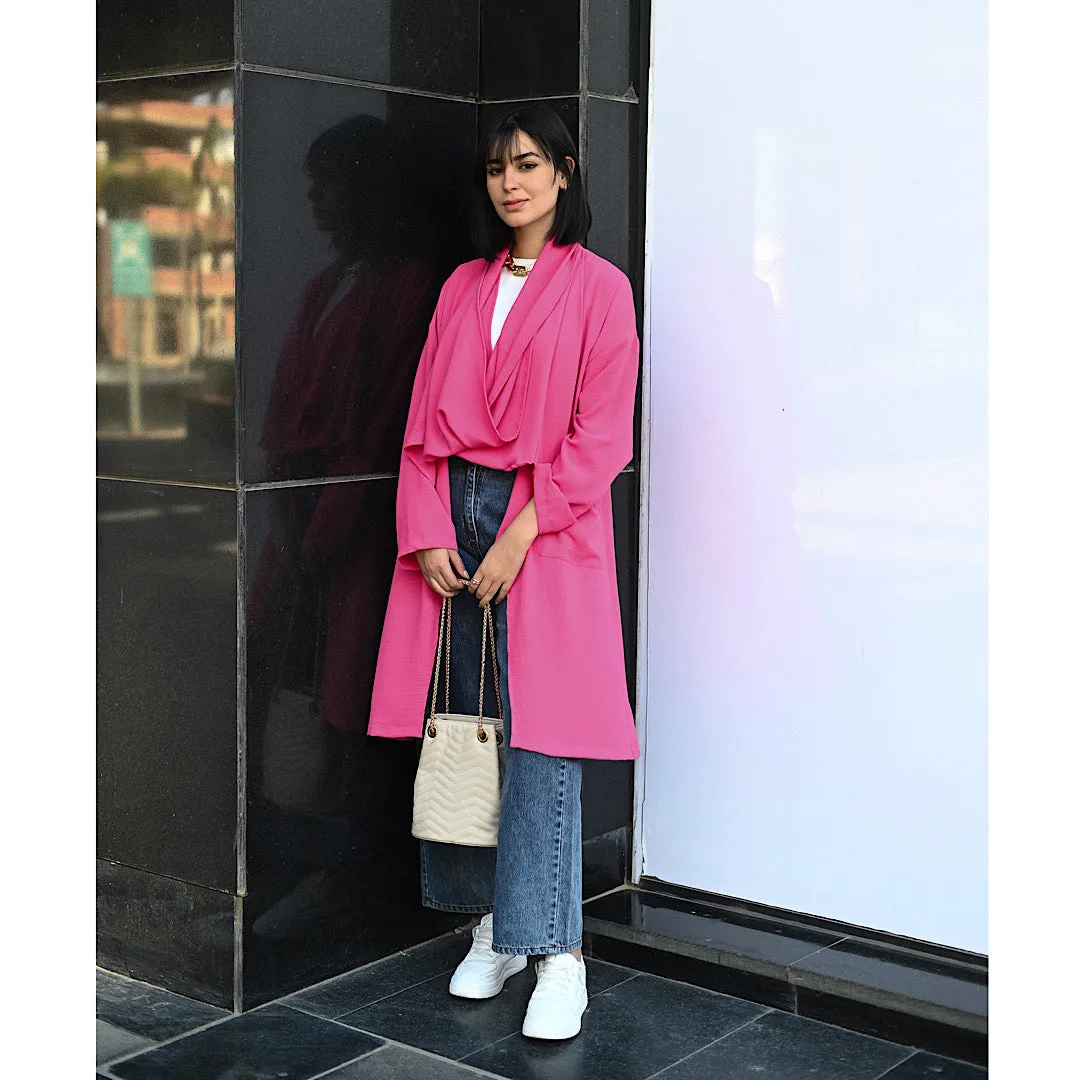 Pink front drape blouse