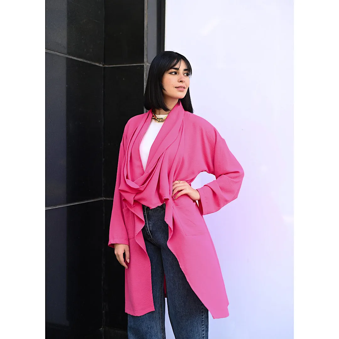 Pink front drape blouse