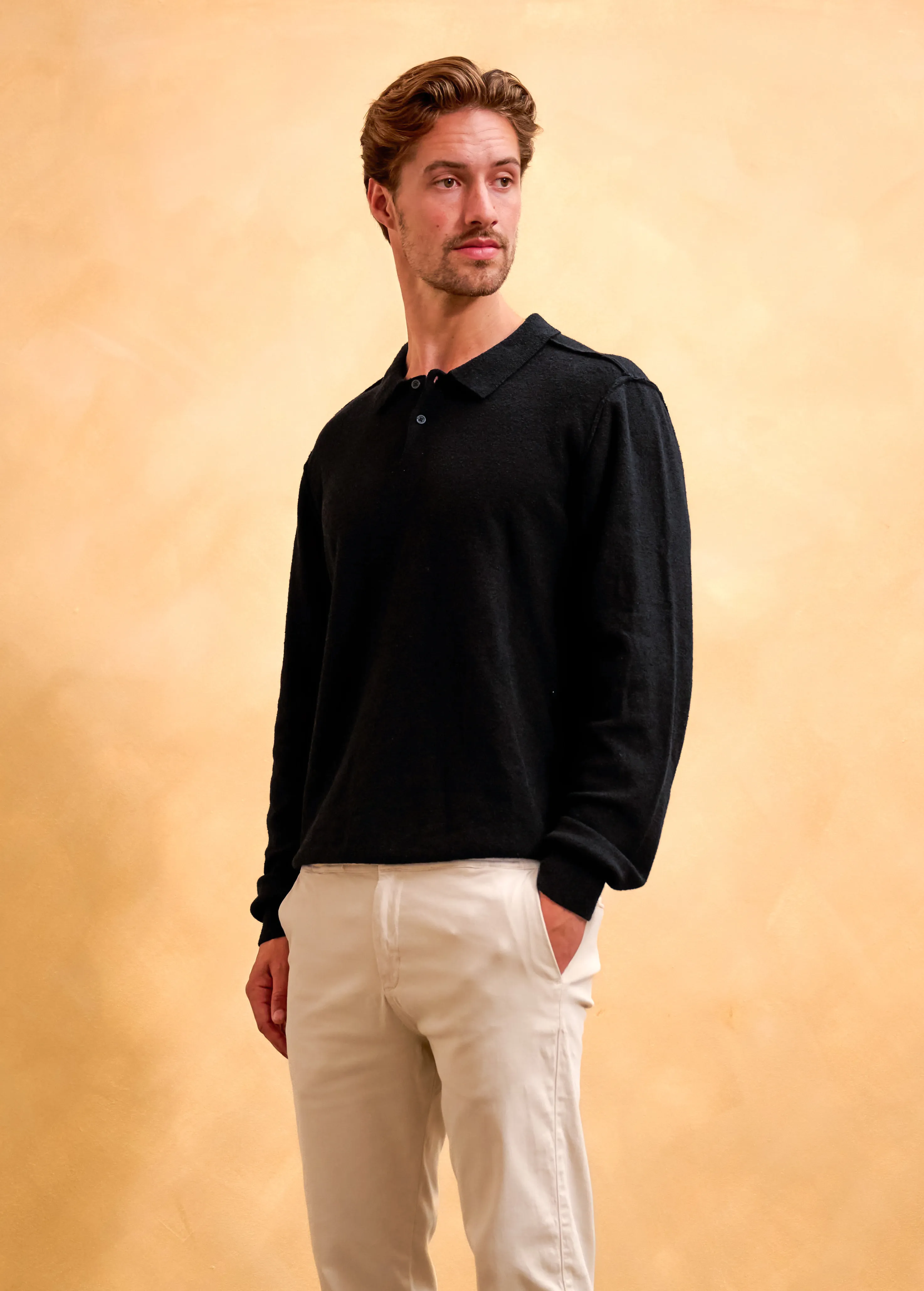 Premium Bouclé Polo - Black