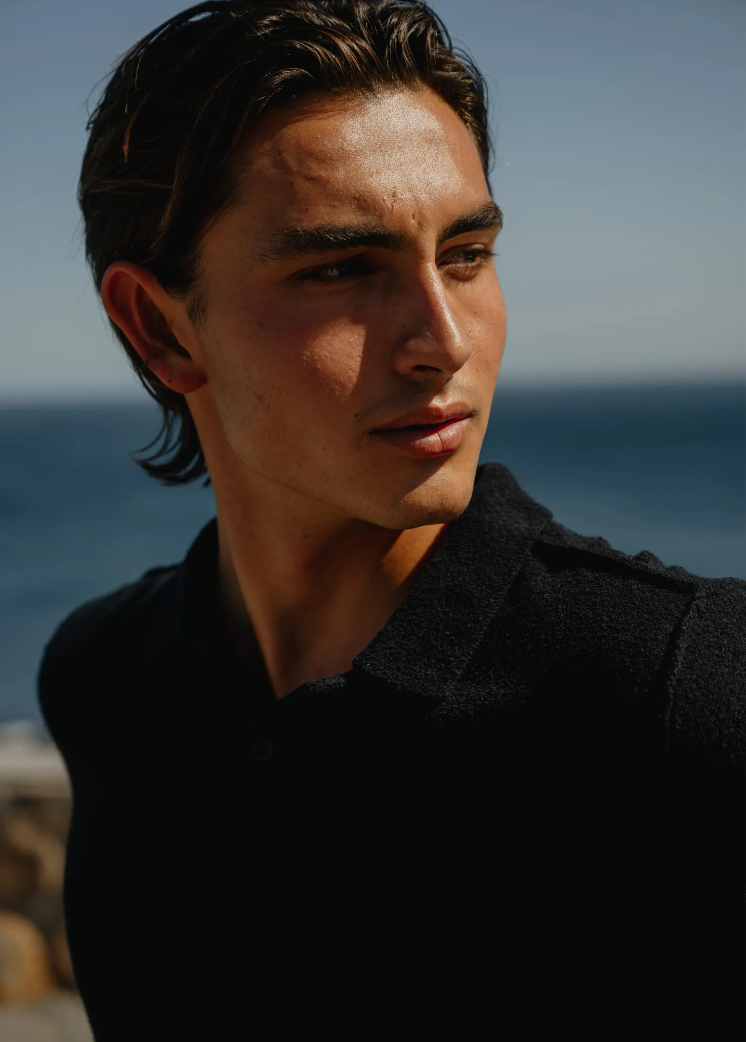 Premium Bouclé Polo - Black