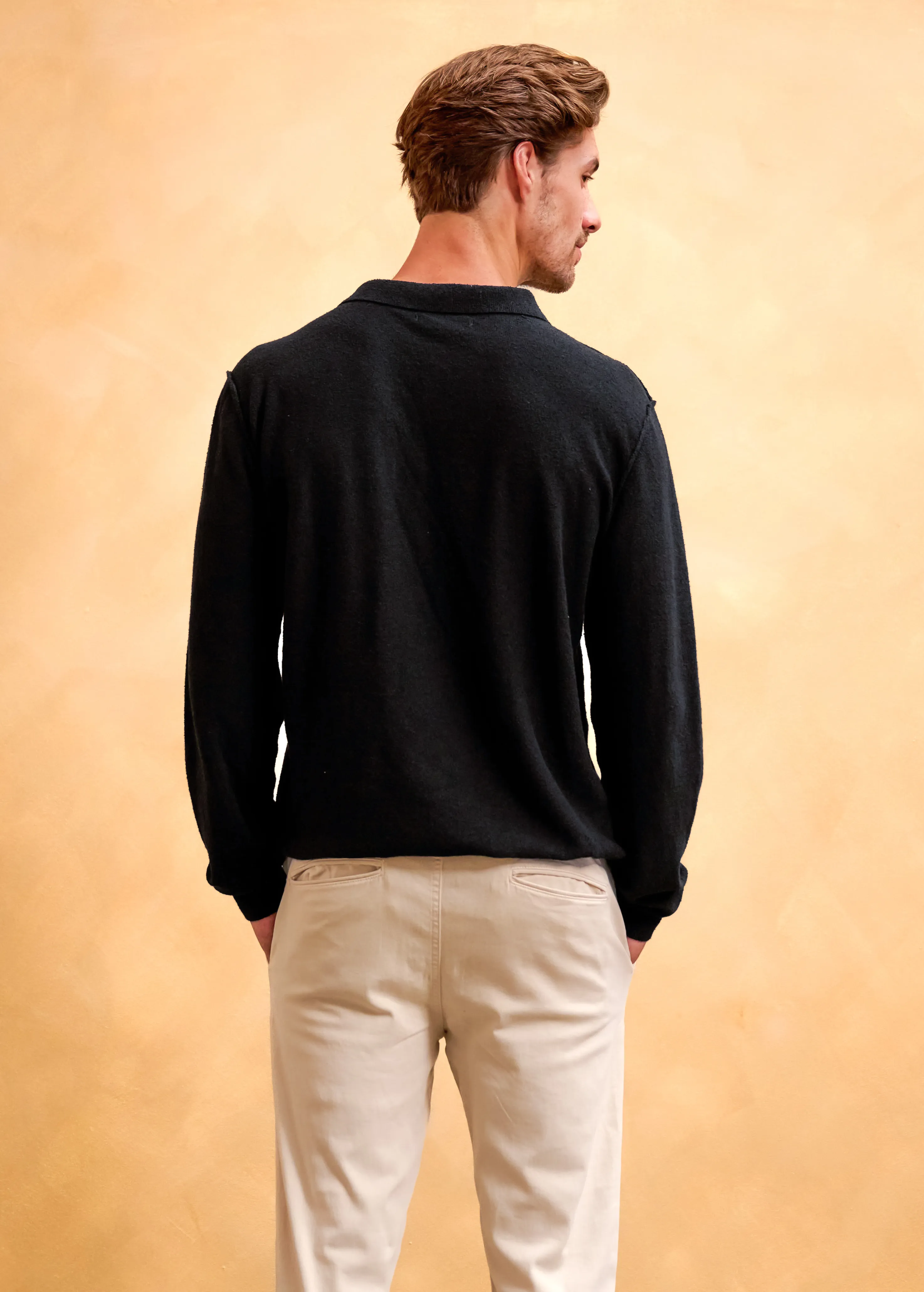 Premium Bouclé Polo - Black