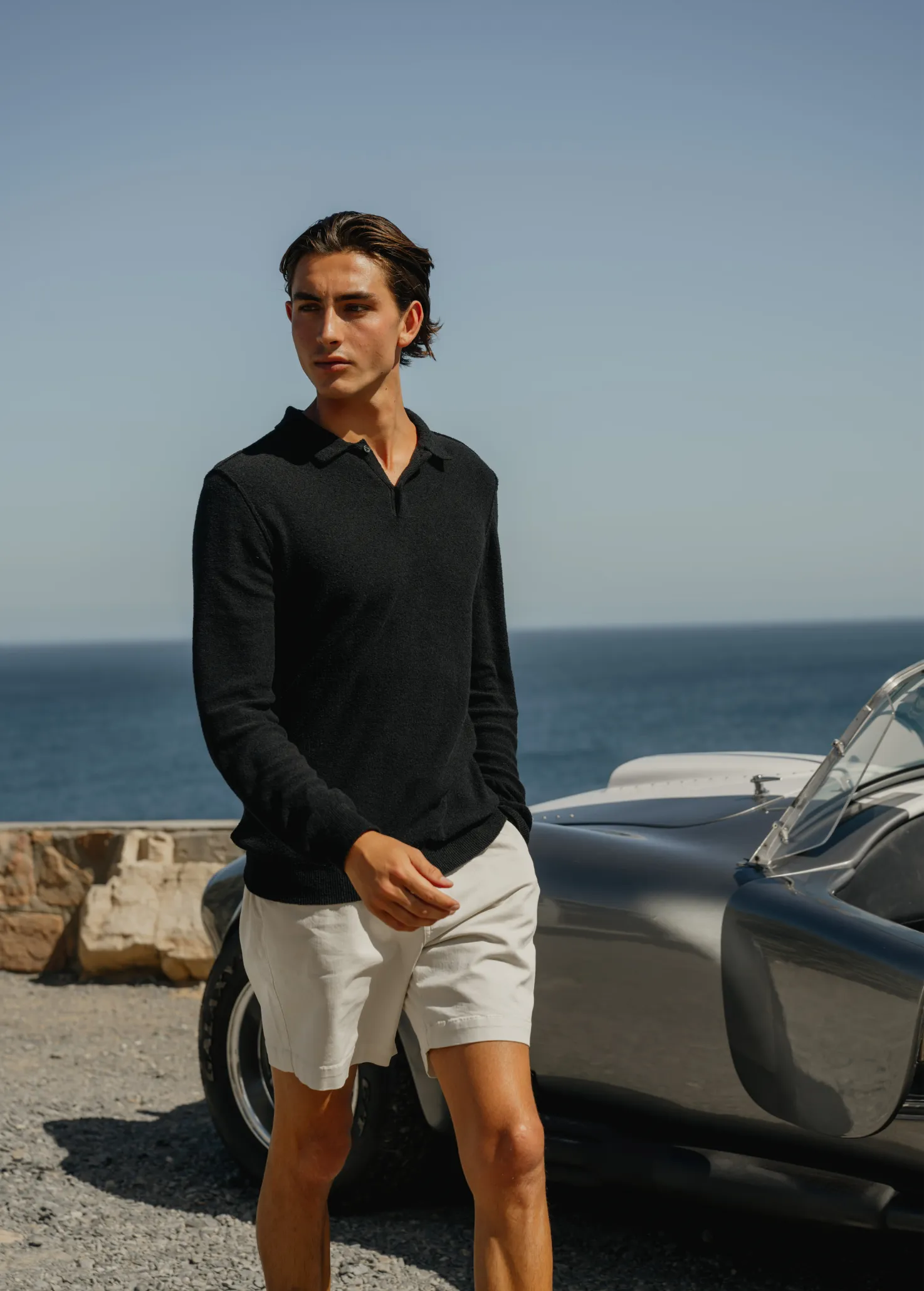 Premium Bouclé Polo - Black